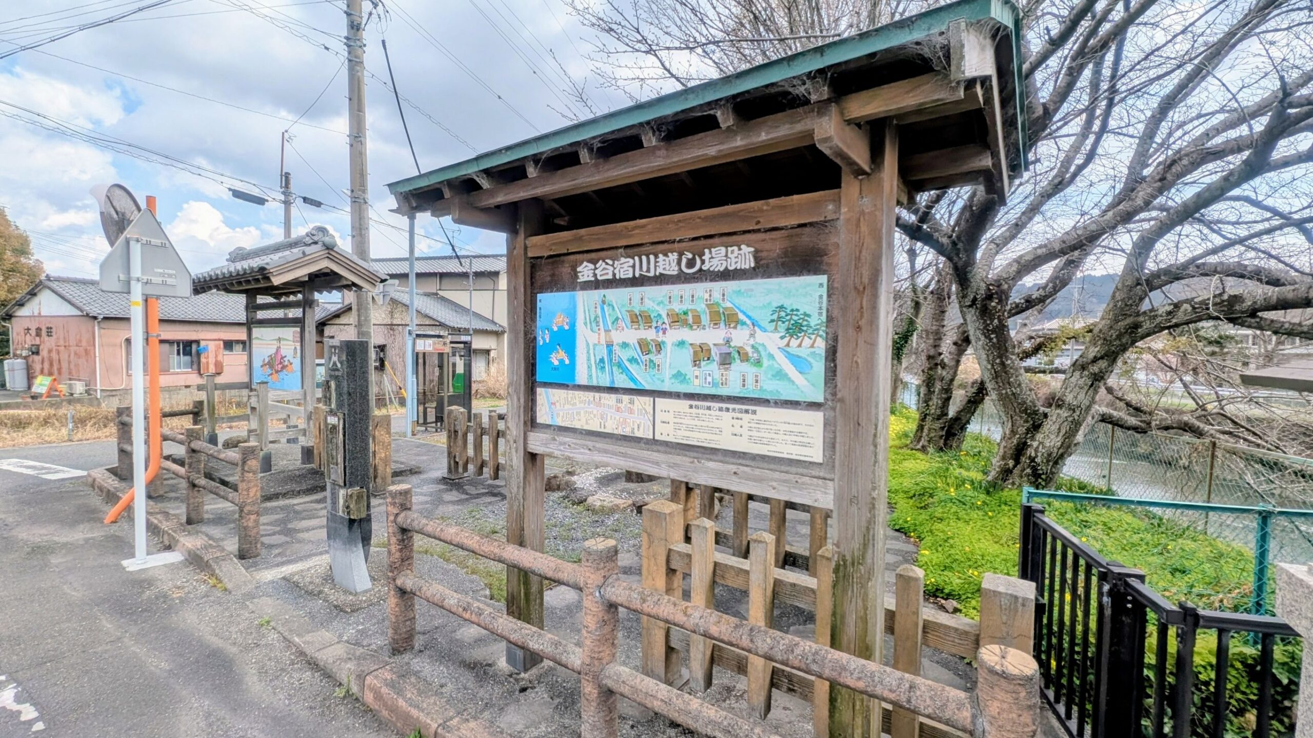 東海道 金谷宿の川越し場跡看板