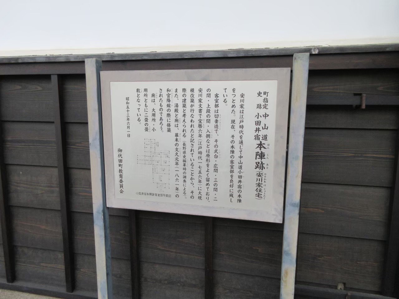 小田井宿安川本陣跡の看板